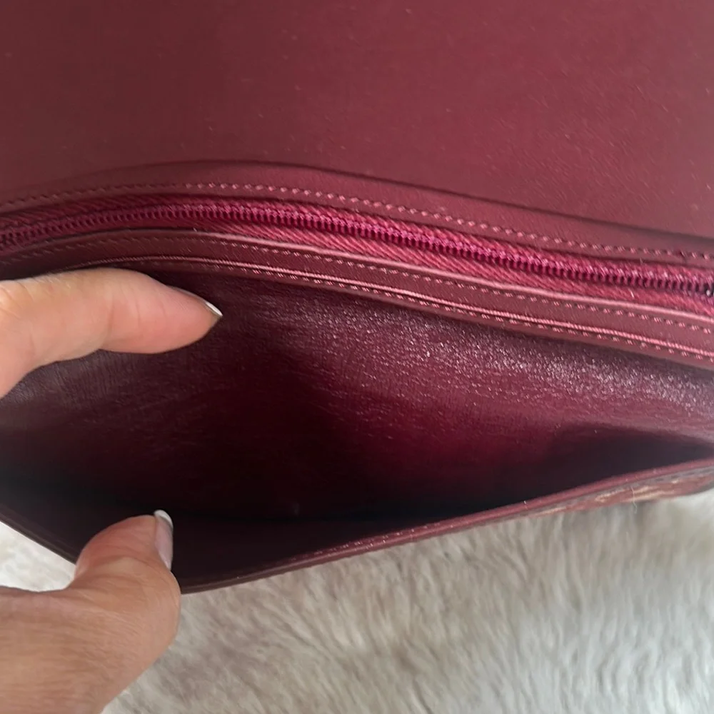 Dior Burgundy Wallet with Iconic Monogram Design